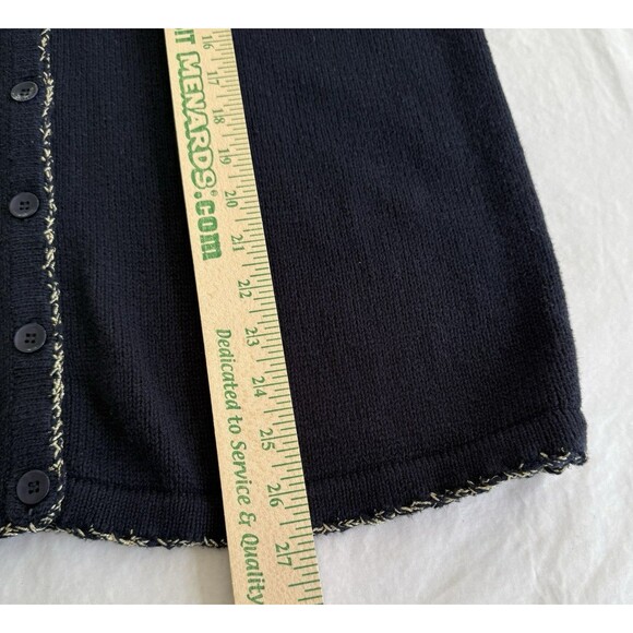 Y2K Christopher Banks Hand Embroidered Navy Gold Leaves Fall Cardigan Sweater XL - Picture 5 of 10